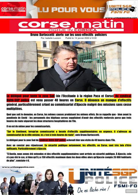 Aperçu — Bruno Bartocetti alerte sur les sous-effectifs policiers