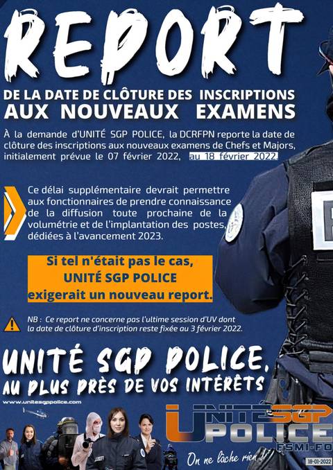Aperçu — Report de la date de clôture des inscriptions aux nouveaux examens