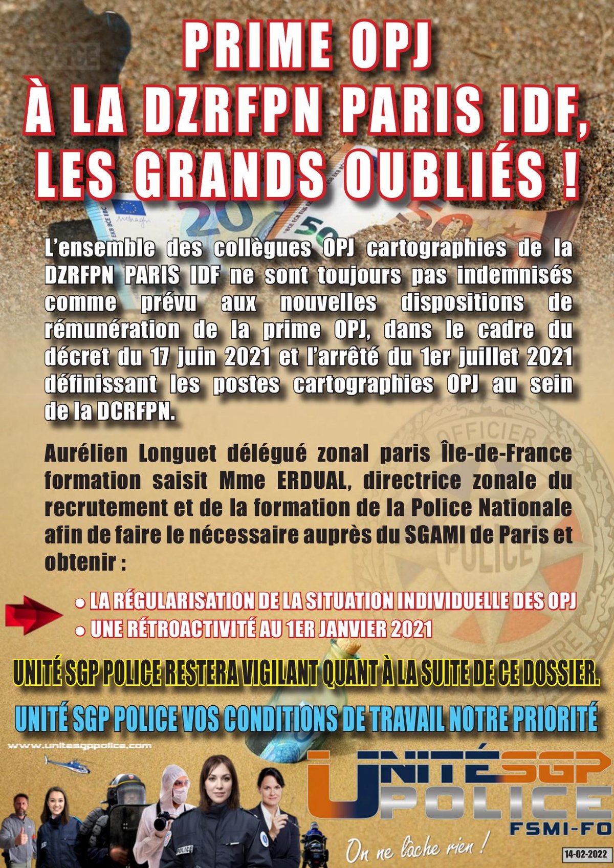 PRIME OPJ A LA DZRFPN PARIS IDF, les grands oubliés !