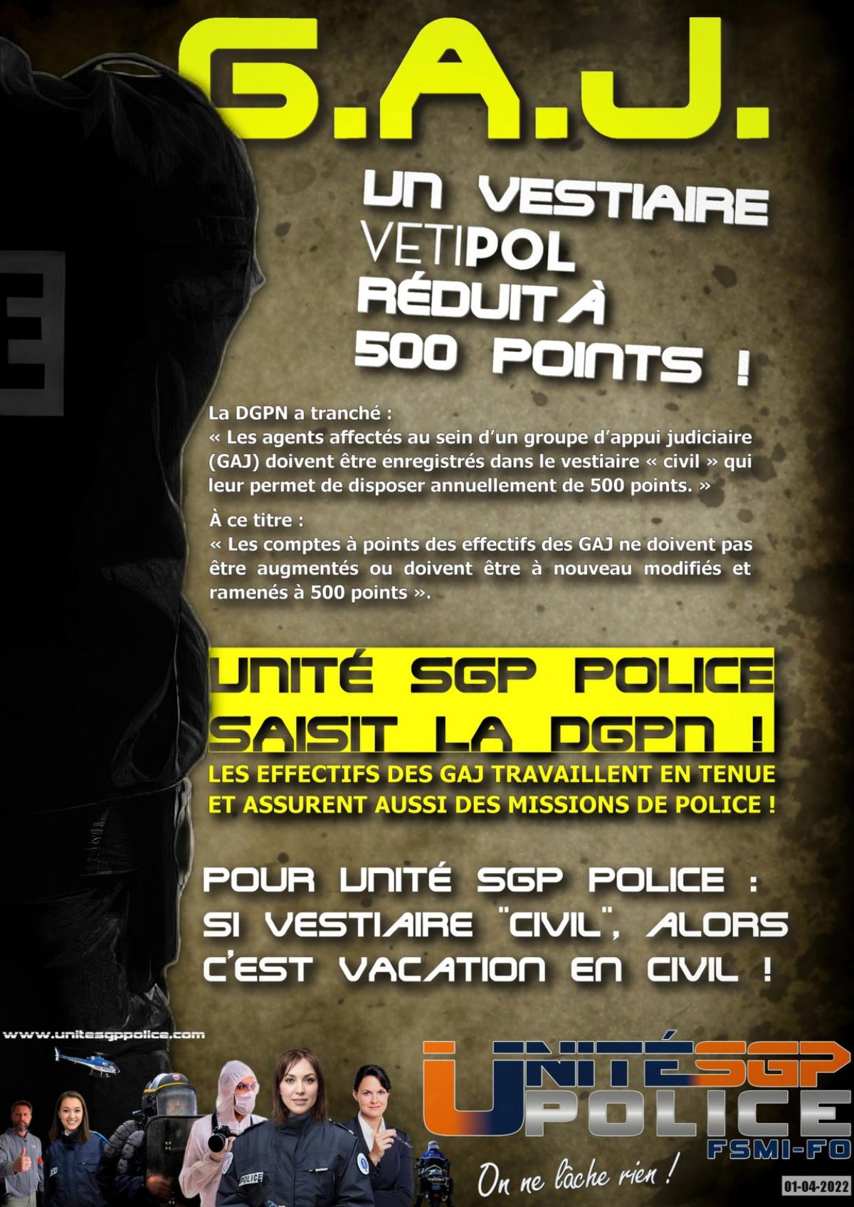 G.A.J. : Un vestiaire « VETIPOL » réduit à 500 points !