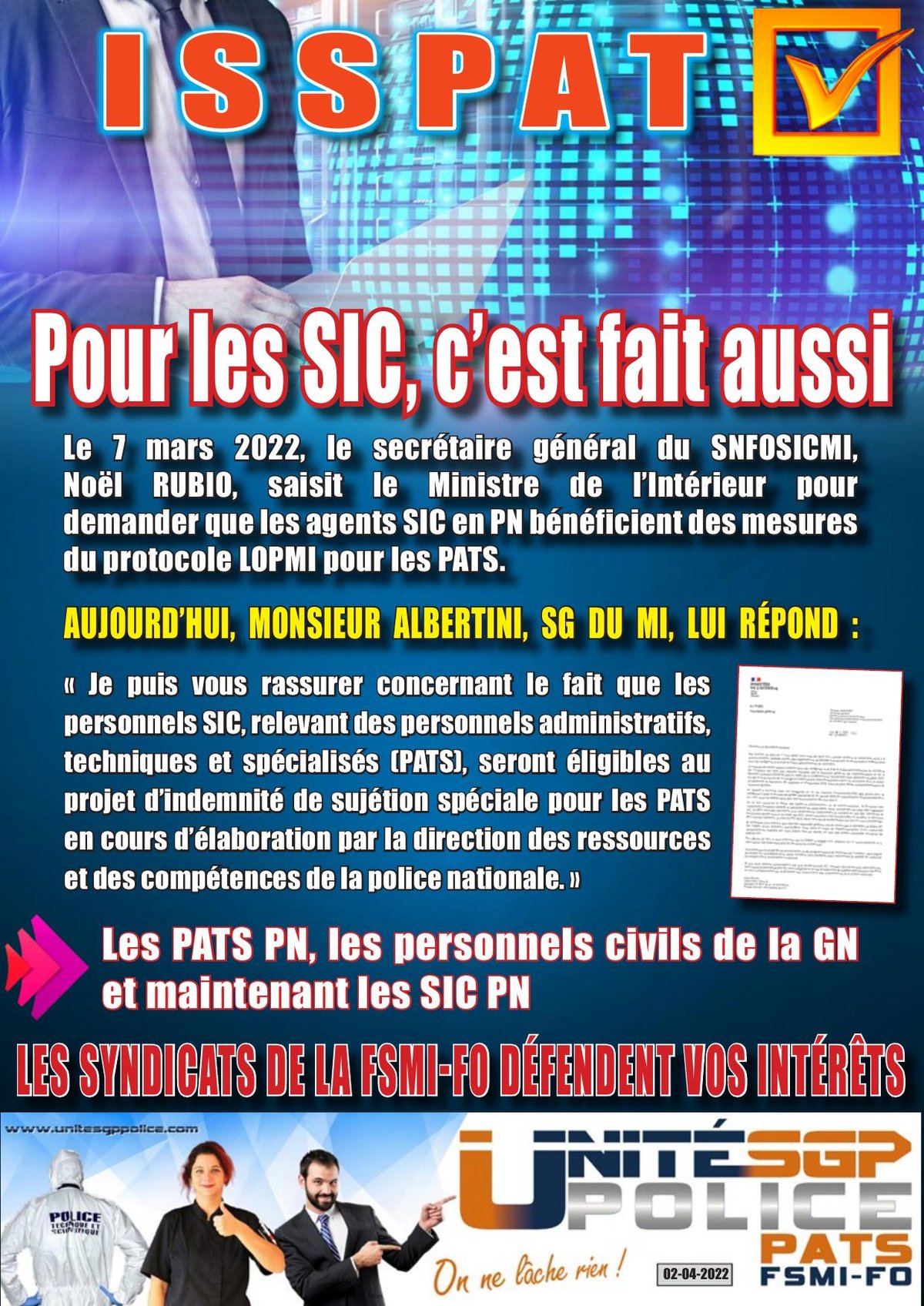 ISSPAT : Pour les SIC, c’est fait aussi
