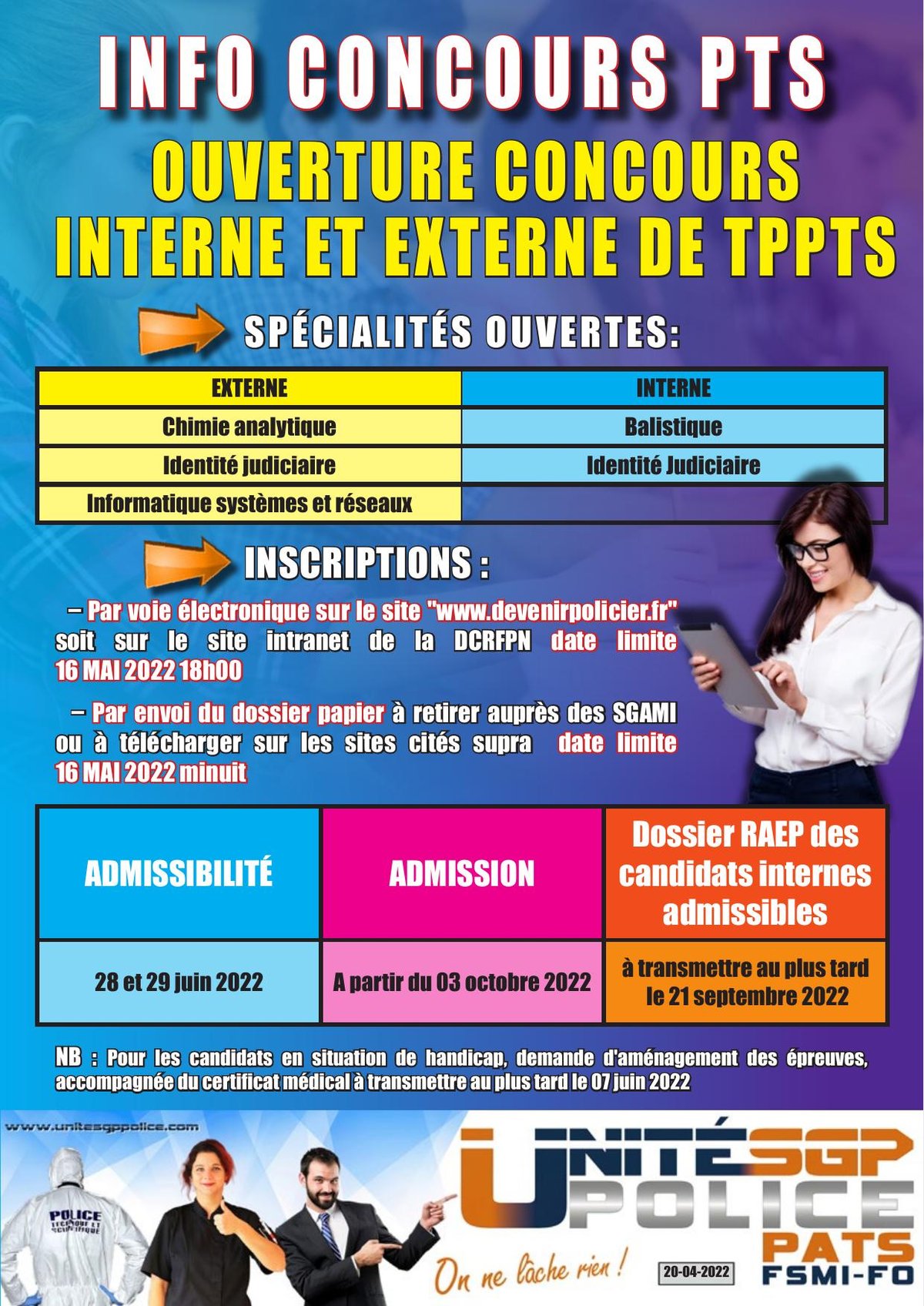 Ouverture concours interne et externe de TPPTS