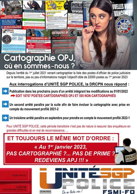 Aperçu — Cartographie OPJ, Où en sommes-nous ?