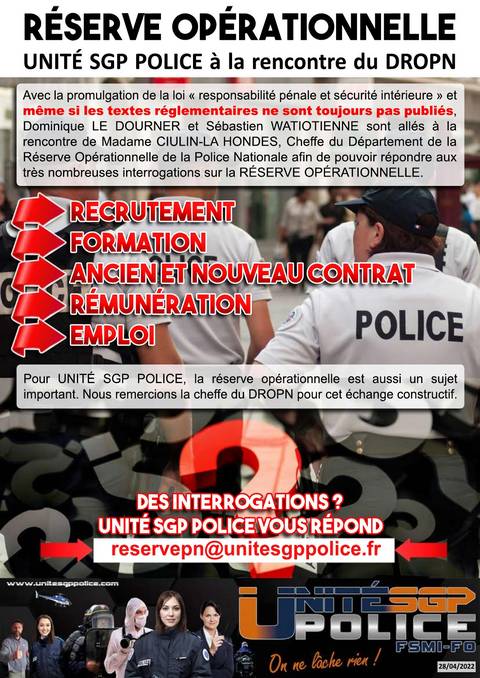 Aperçu — Réserve Opérationnelle : UNITÉ SGP POLICE à la rencontre du DROPN
