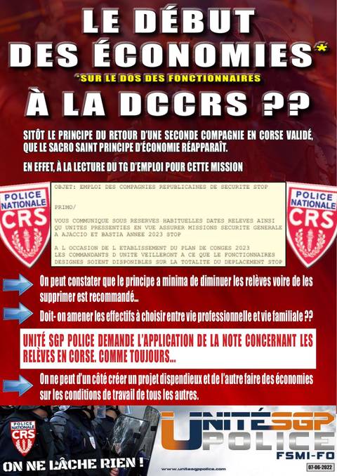 Aperçu — LE DÉBUT DES ÉCONOMIES (*) A LA DCCRS ?? *Sur le dos des fonctionnaires