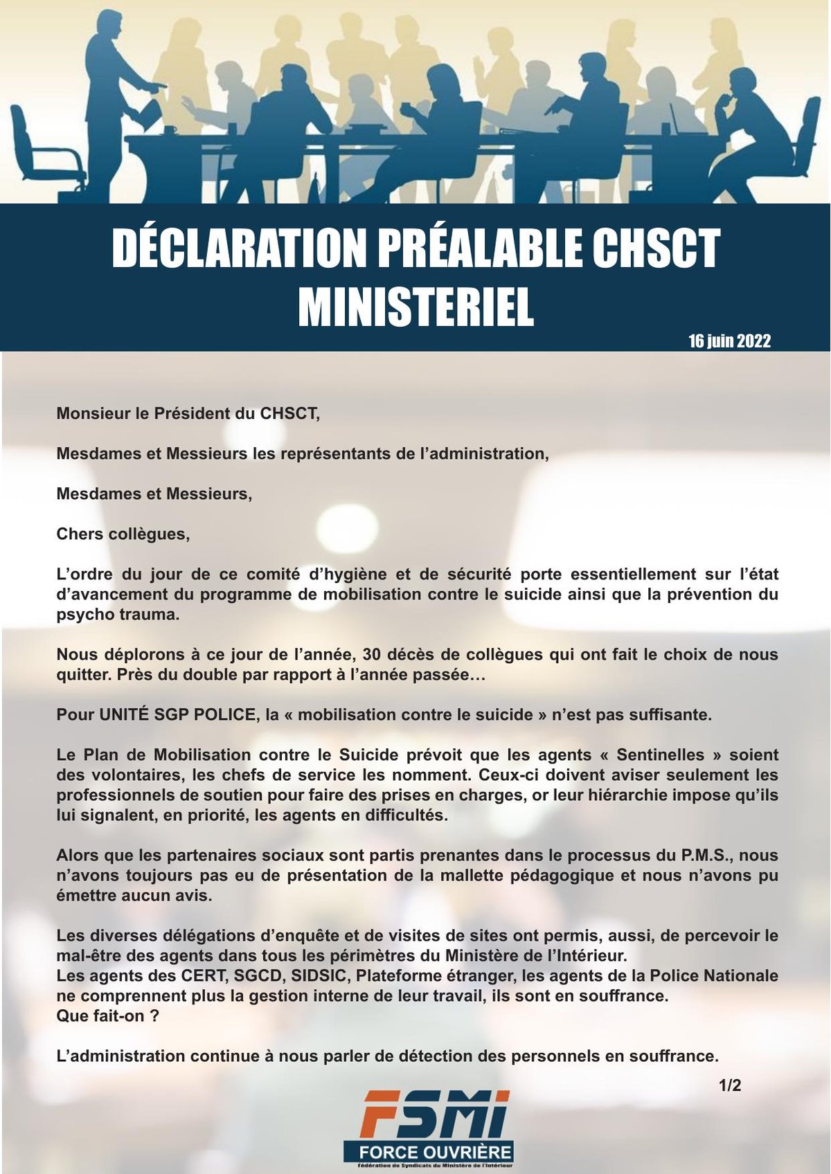 Déclaration préalable CHSCT MI