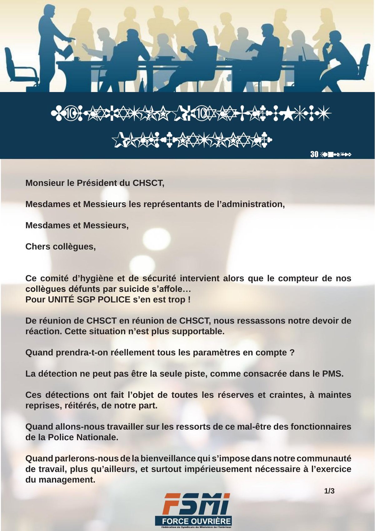 Déclaration préalable CHSCT PN