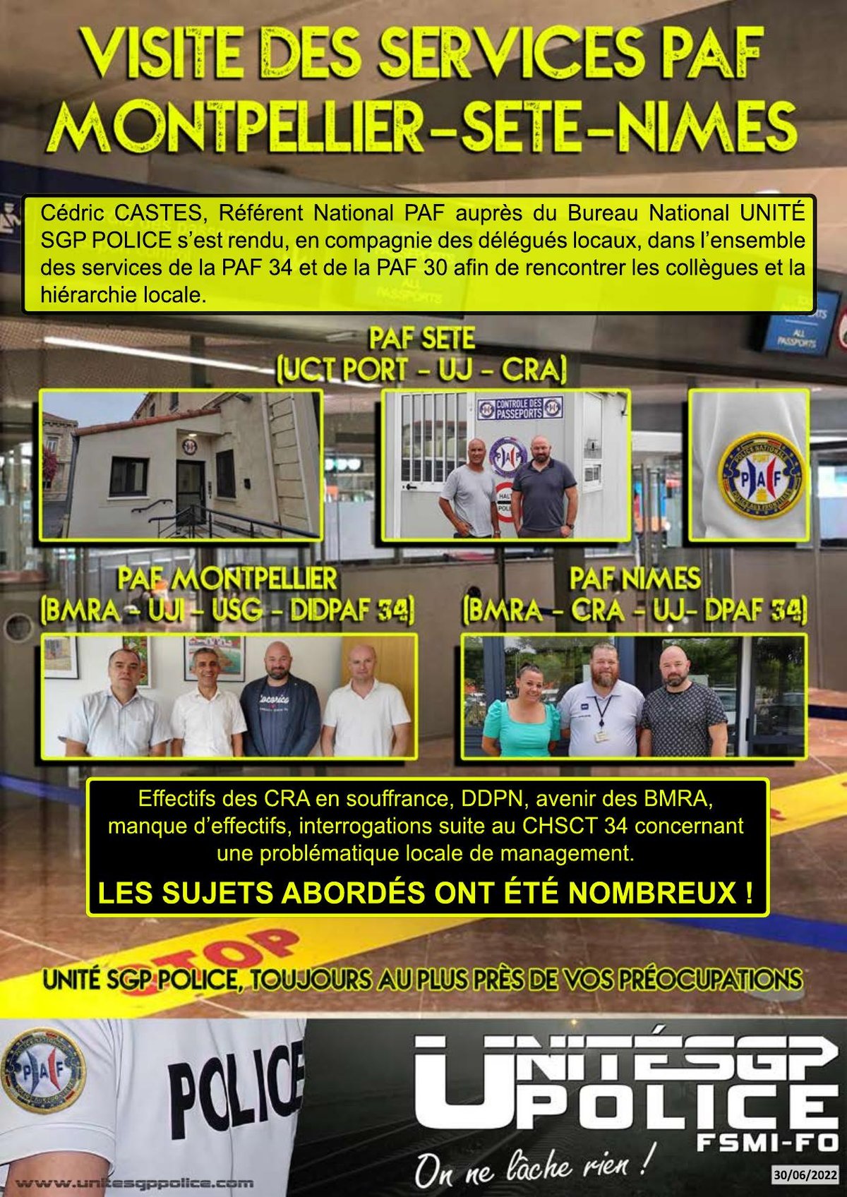 Visite des services PAF Montpellier-Sète-Nîmes