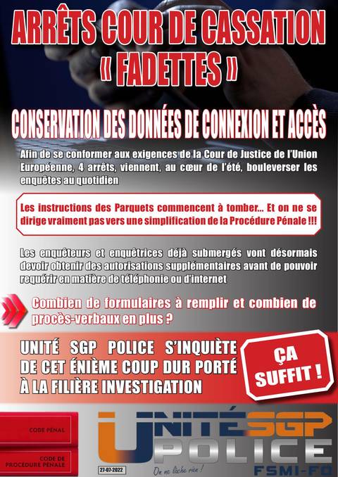 Aperçu — Arrêts COUR DE CASSATION « FADETTES »