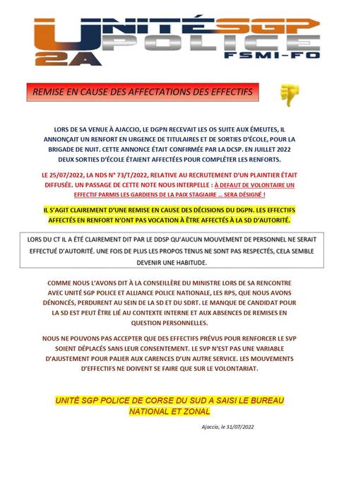 Aperçu — AJACCIO : REMISE EN CAUSE DES AFFECTATIONS