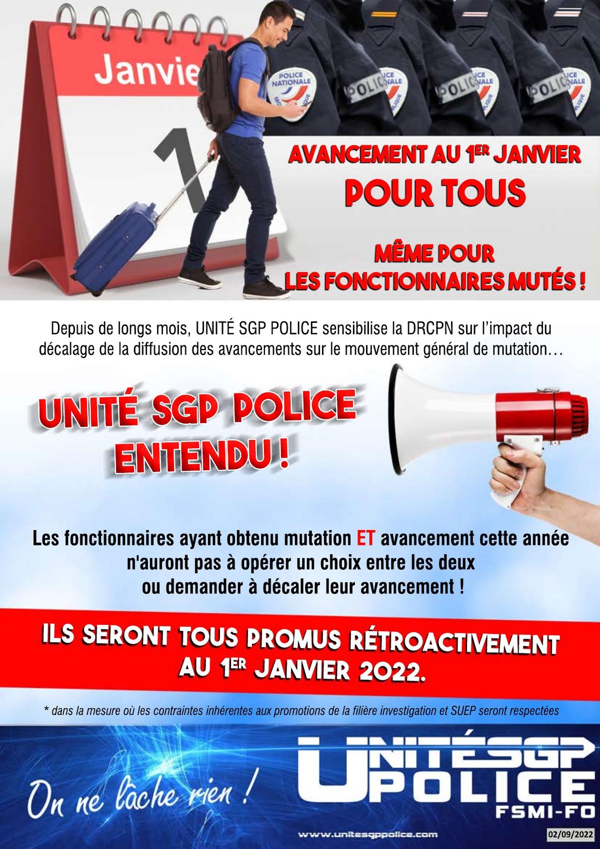 AVANCEMENT au 1er janvier pour Tous, Même pour les fonctionnaires mutés !