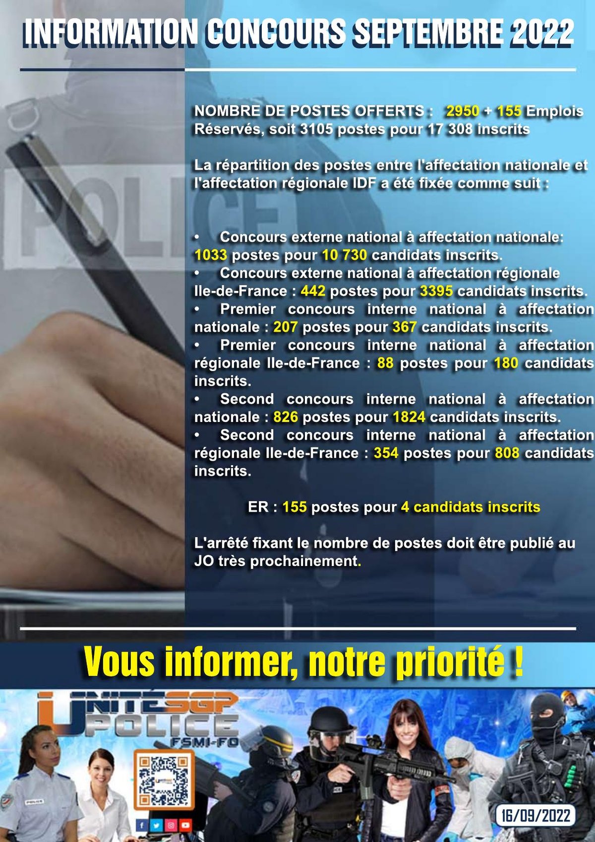 INFORMATIONS CONCOURS SEPTEMBRE 2022