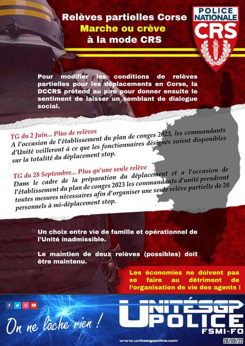 Aperçu — Relèves partielles Corse - Marche ou crève à la mode CRS
