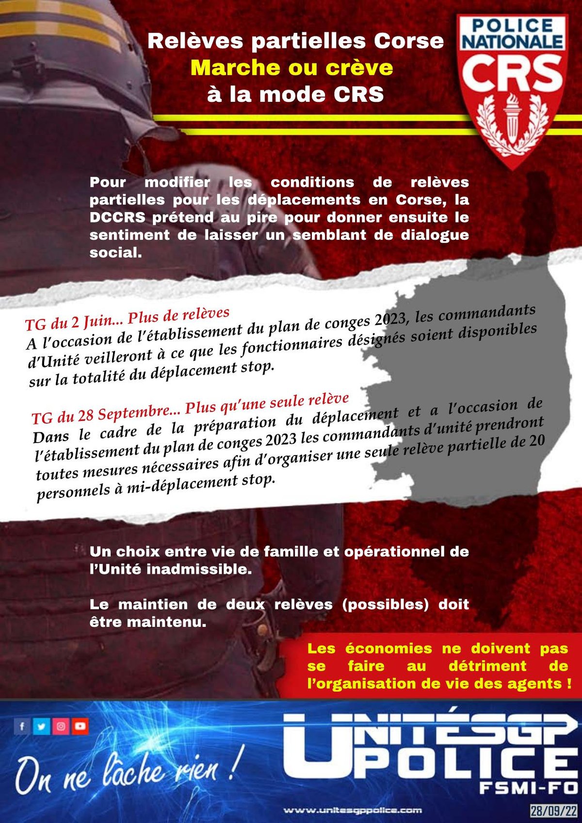 Relèves partielles Corse - Marche ou crève à la mode CRS