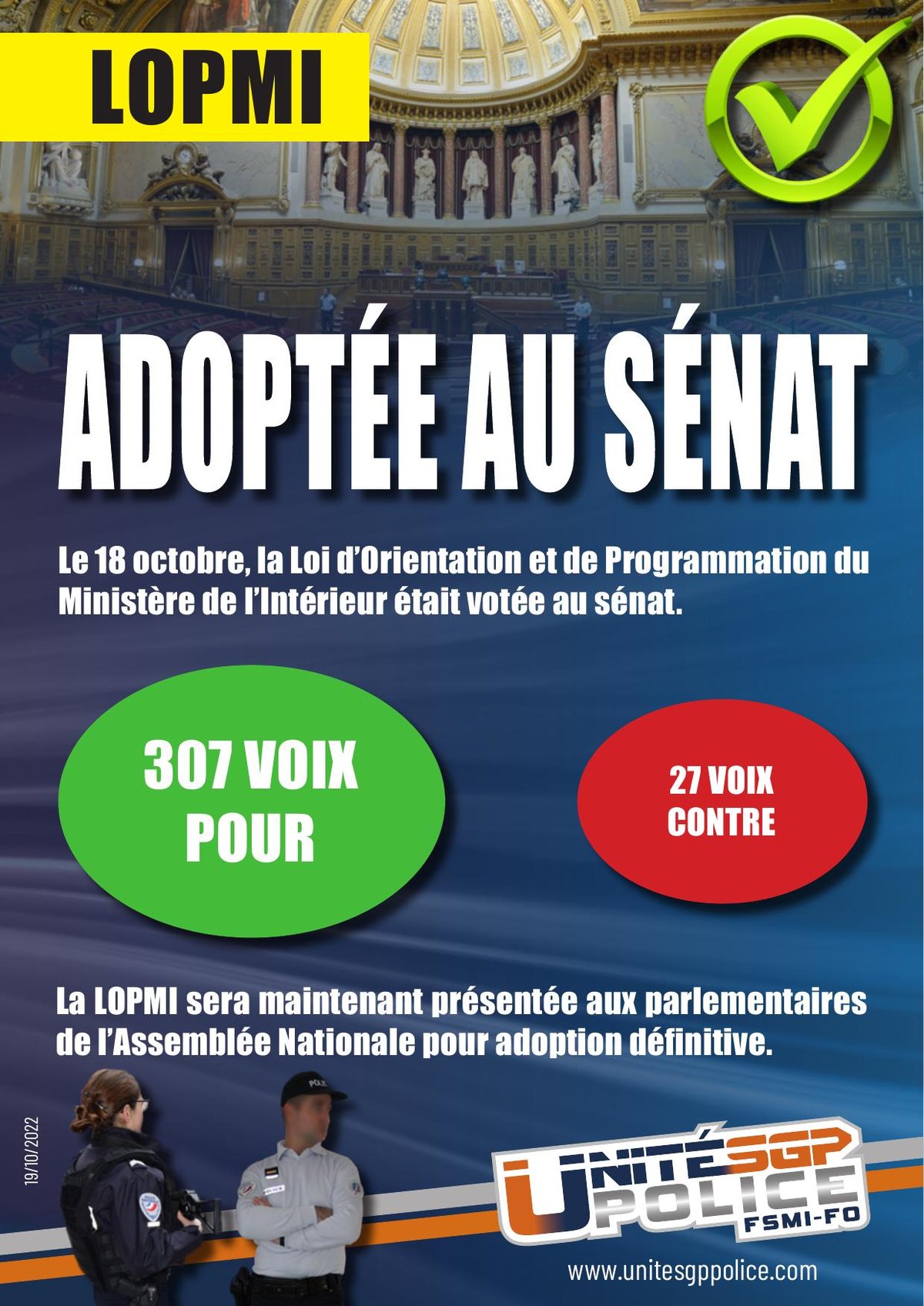 LOPMI : Adoptée au Sénat