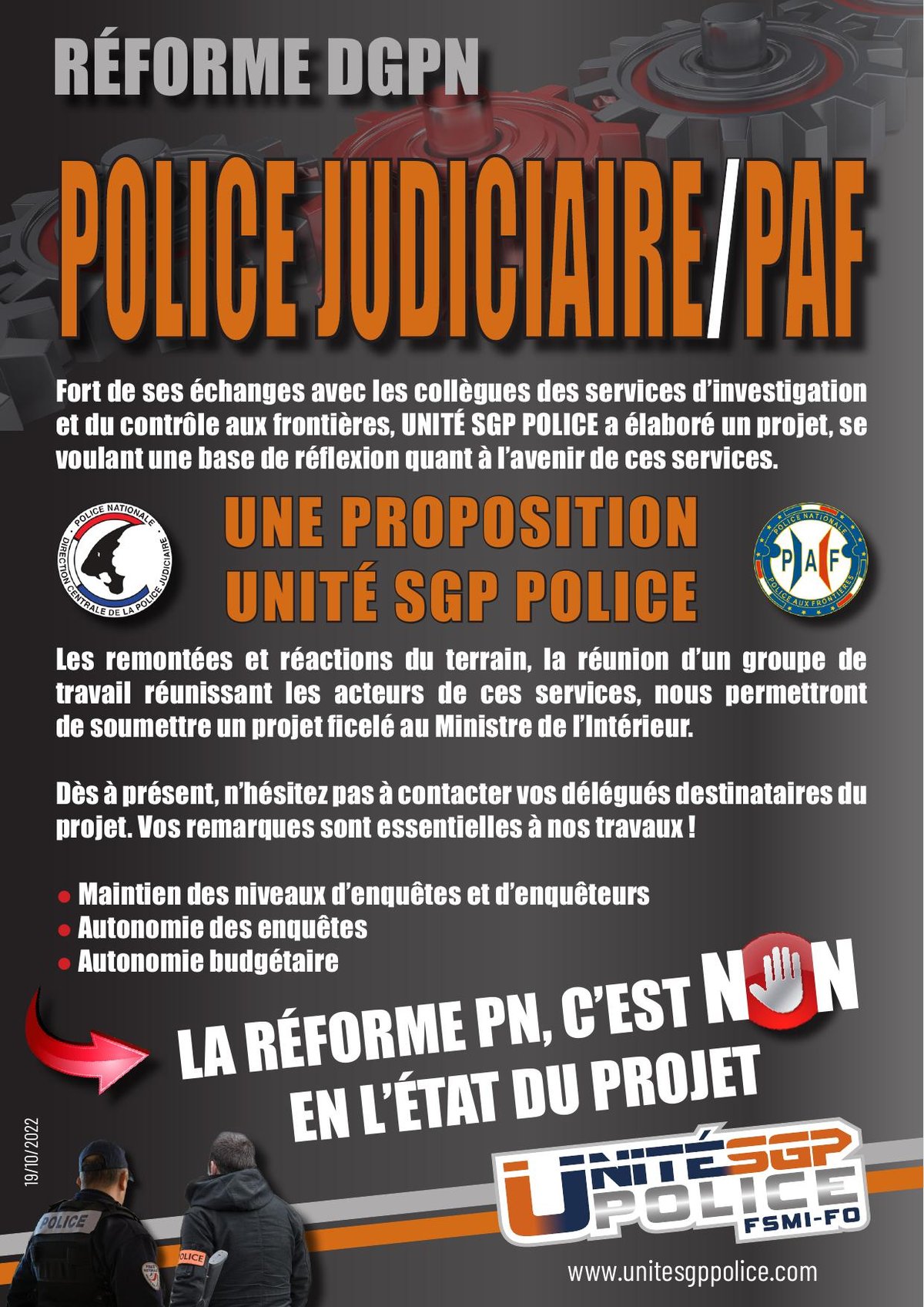 RÉFORME DGPN Police Judicaire/PAF