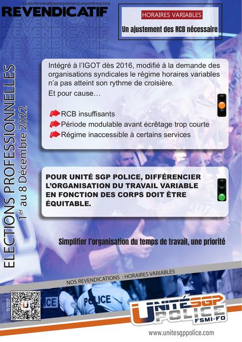 Aperçu — REVENDICATIF : HORAIRES VARIABLES : Un ajustement des RCB nécessaire