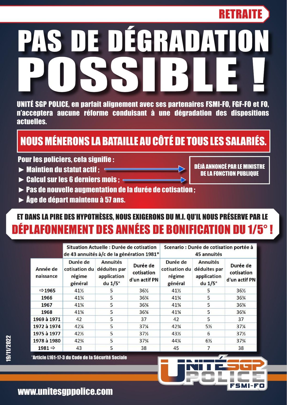 RETRAITE : pas de négociation possible !