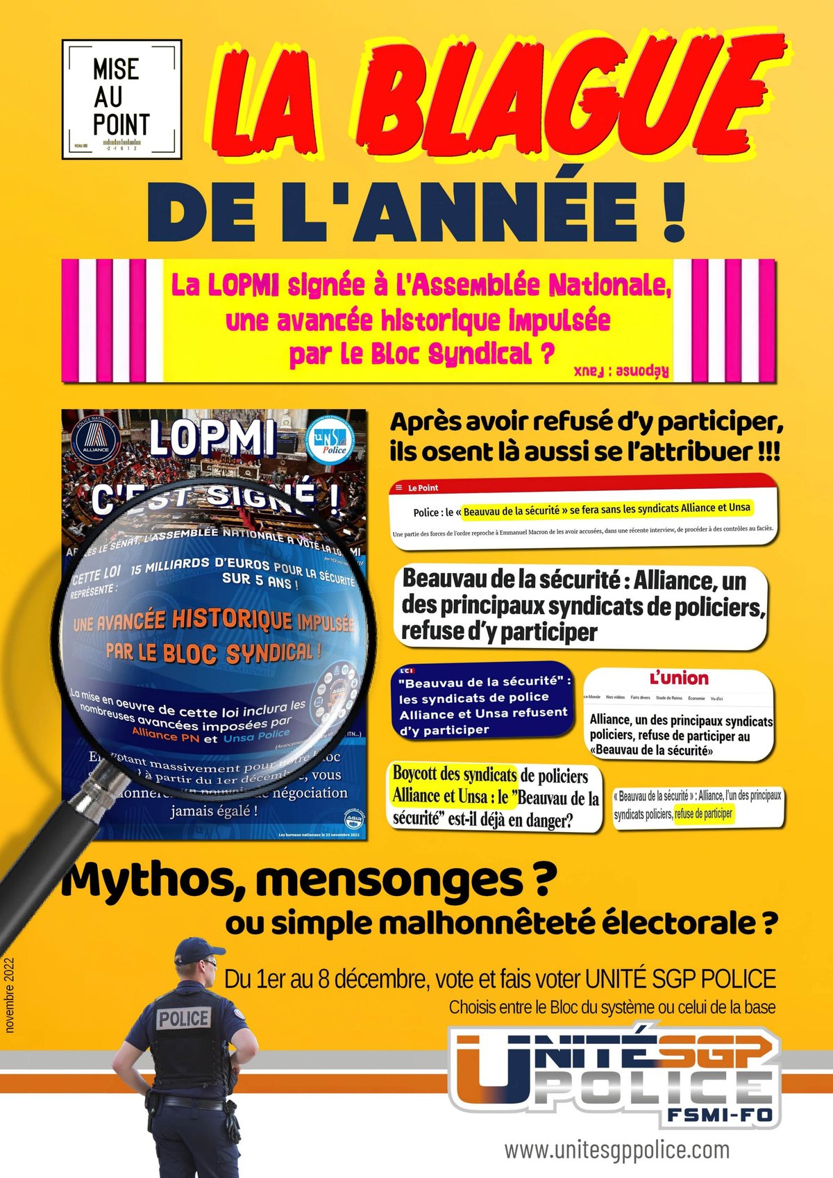 MISE AU POINT : La blague de l'année !