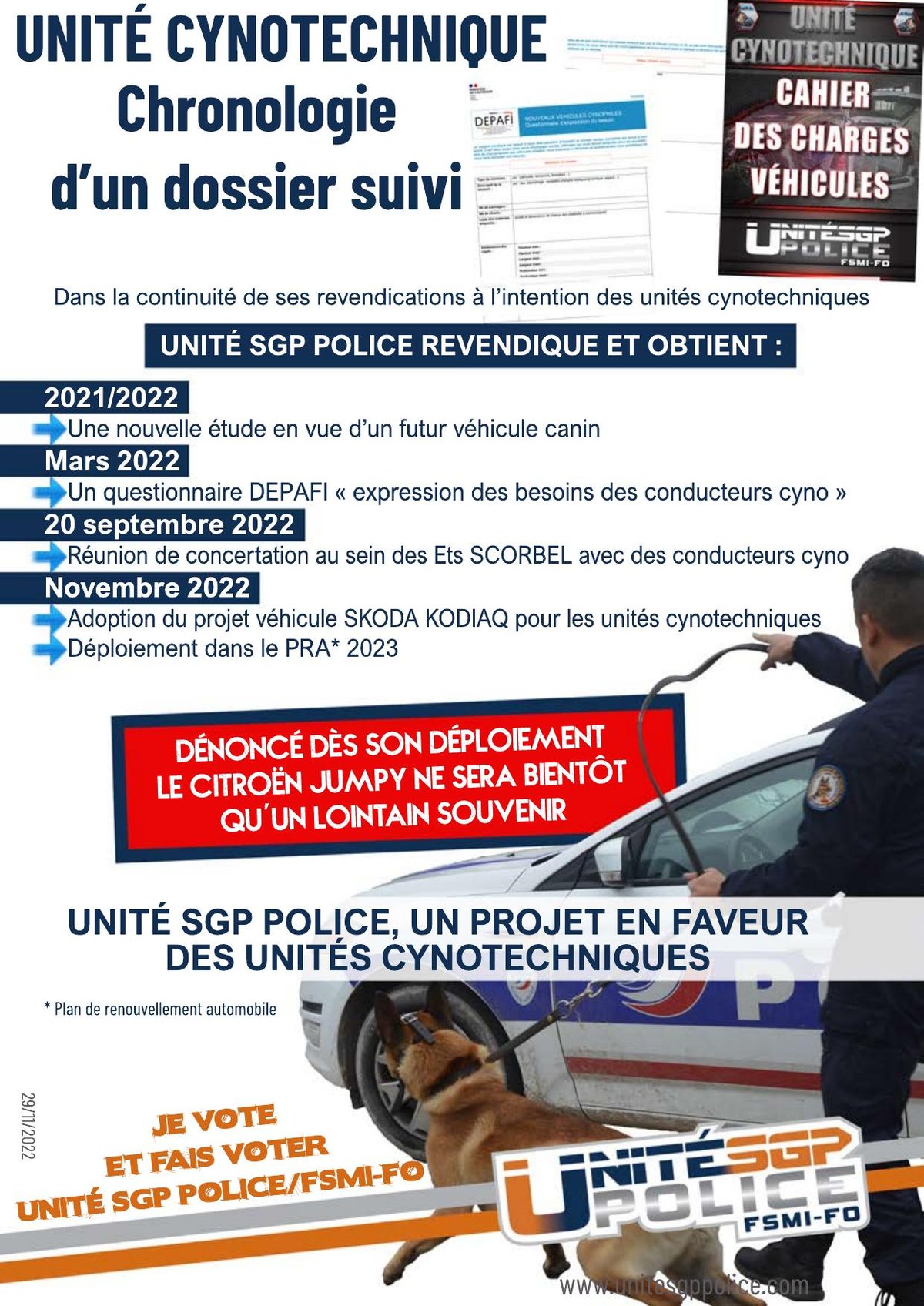 Unité Cynotechnique - Chronologie d’un dossier suivi
