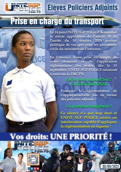 Aperçu — Élèves Policiers Adjoints - Prise en charge du transport