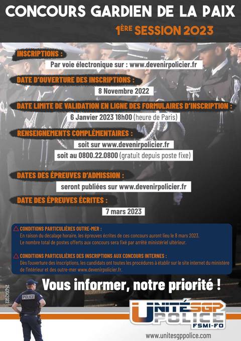 Aperçu — Concours Gardien de la Paix 1ère session 2023