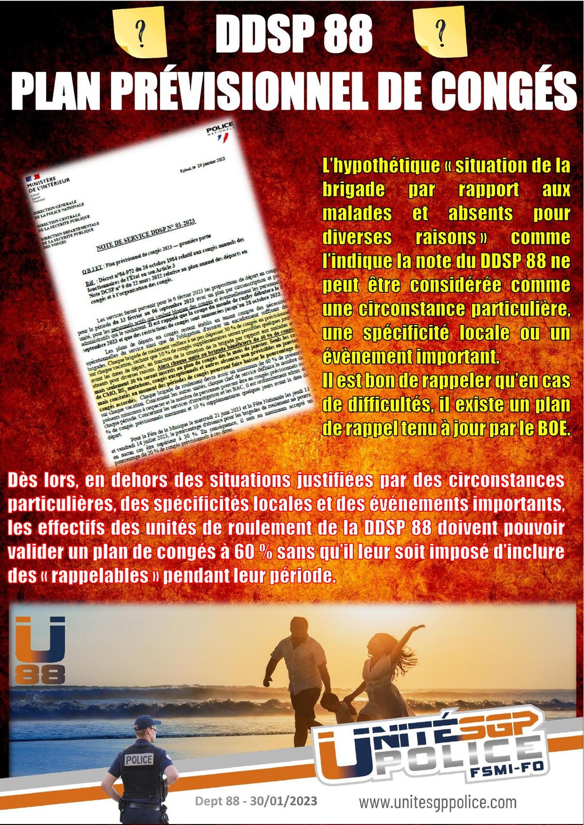 DDSP 88 - PLAN PRÉVISIONNEL DE CONGÉS