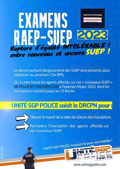 Aperçu — EXAMENS RAEP-SUEP 2023 : Rupture d’égalité intolérable !