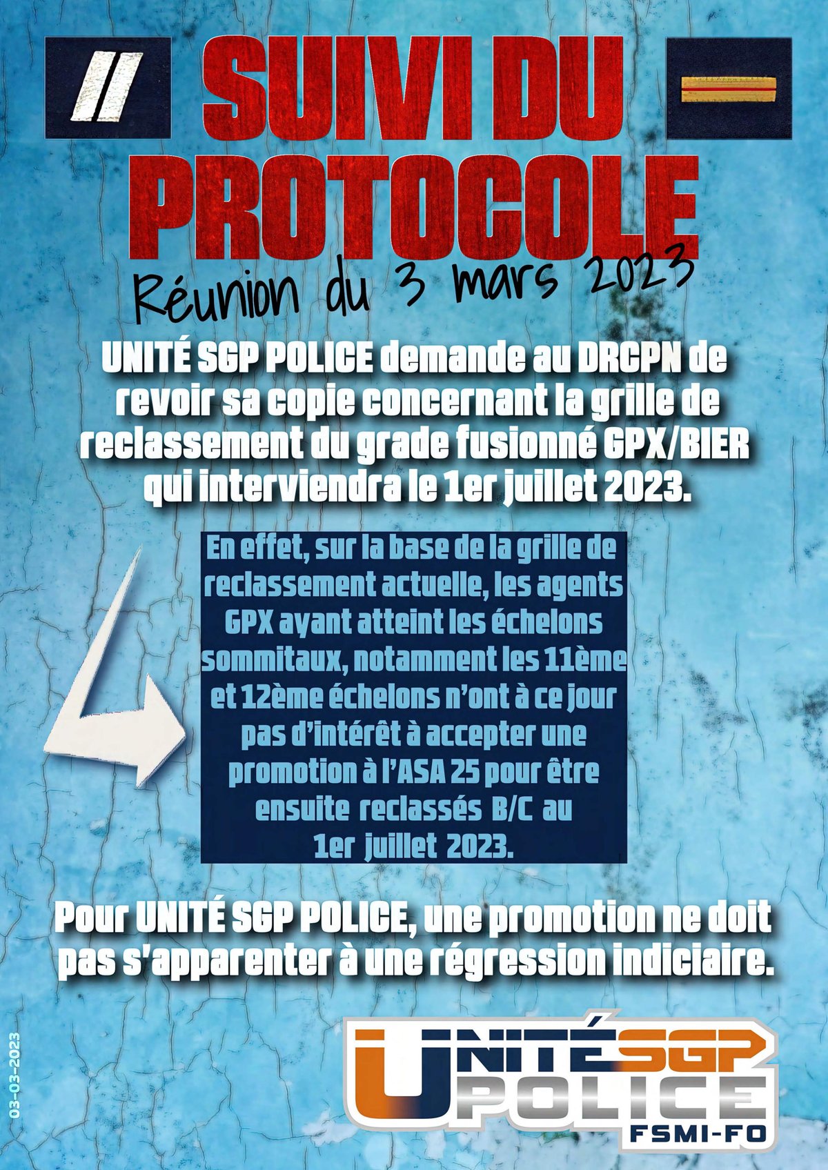Suivi du Protocole : Réunion du 3 mars 2023