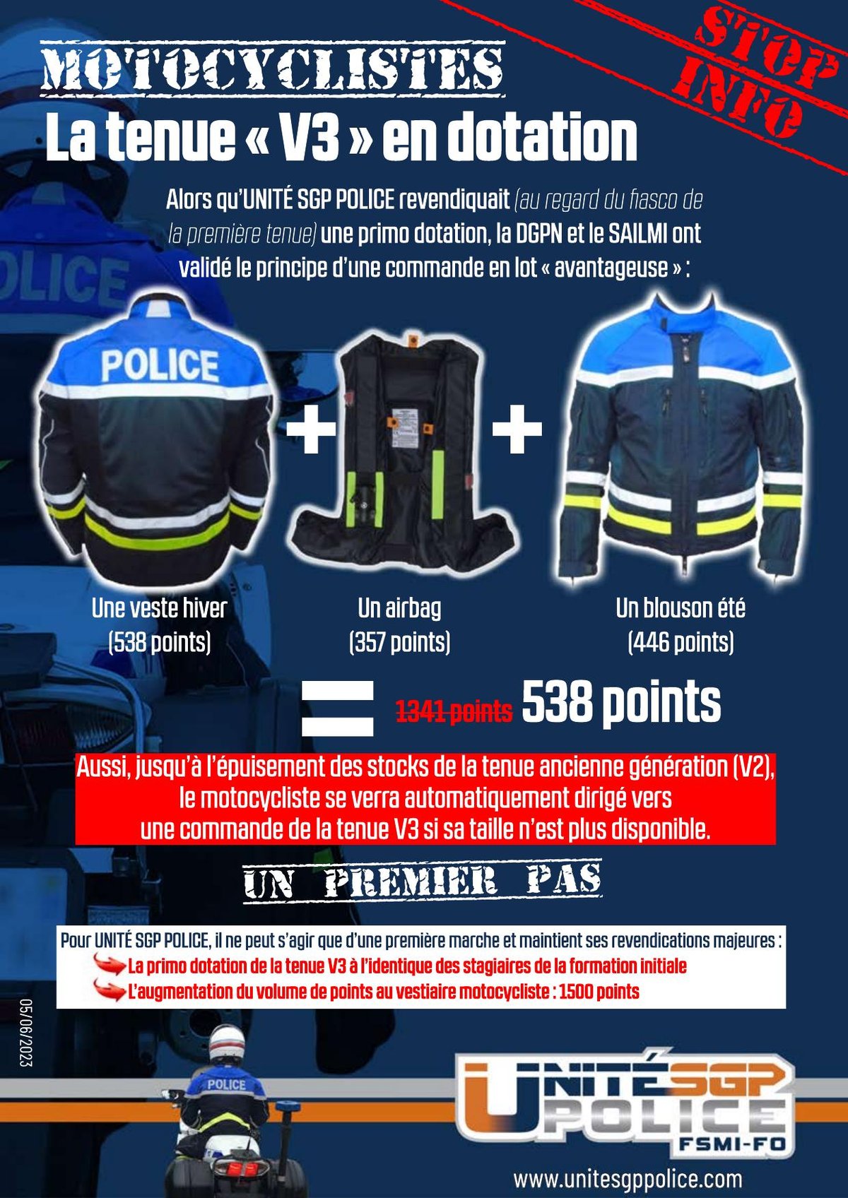 Motocyclistes - STOP INFO !!! - La tenue « V3 » en dotation