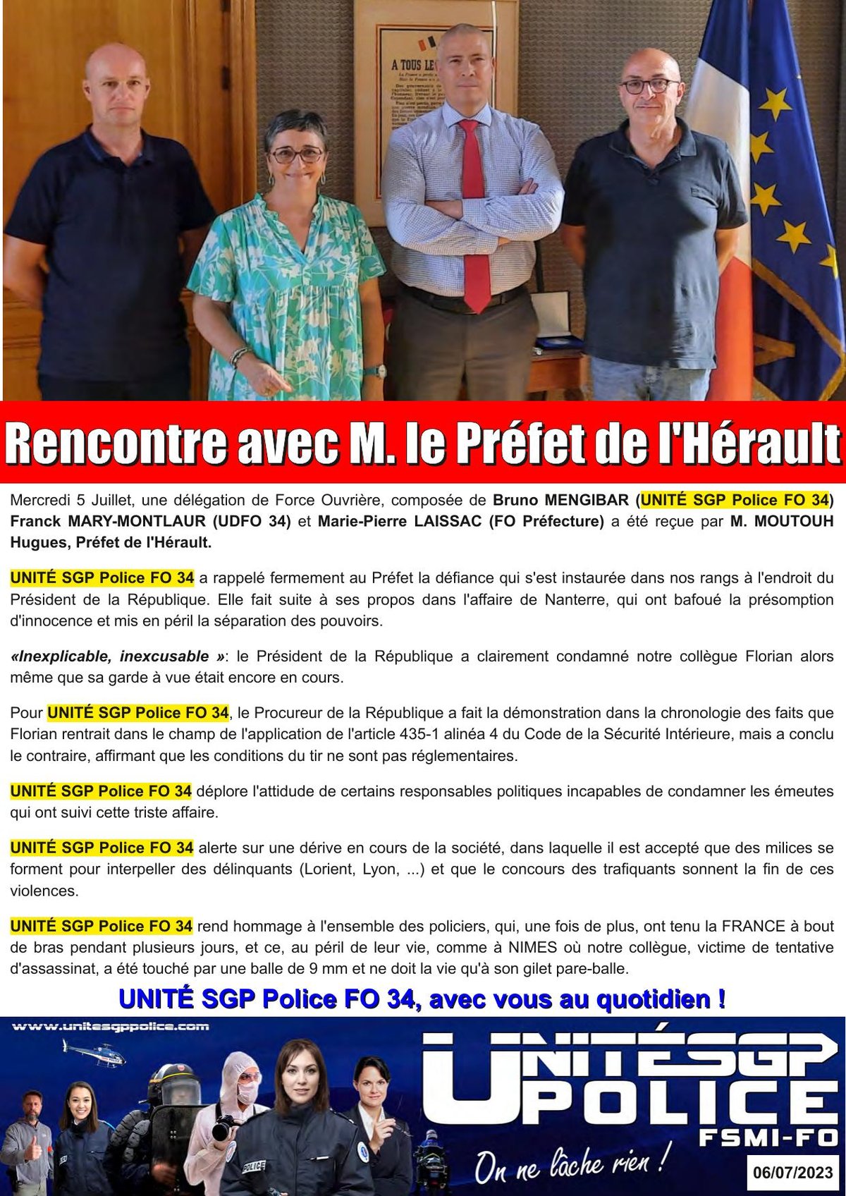 Rencontre avec M. le Préfet de l'Hérault