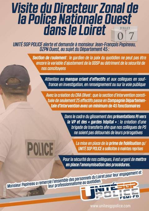 Aperçu — Visite du Directeur Zonal de la Police Nationale Ouest dans le Loiret