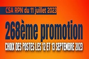 268ème promotion : Choix des postes les 12 et 13 septembre 2023.
