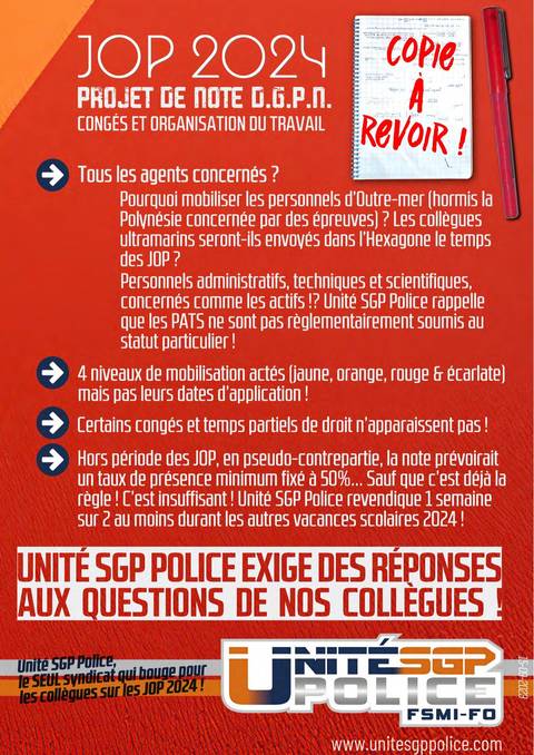 Aperçu — JOP 2024 PROJET DE NOTE D.G.P.N : CONGÉS ET ORGANISATION DU TRAVAIL