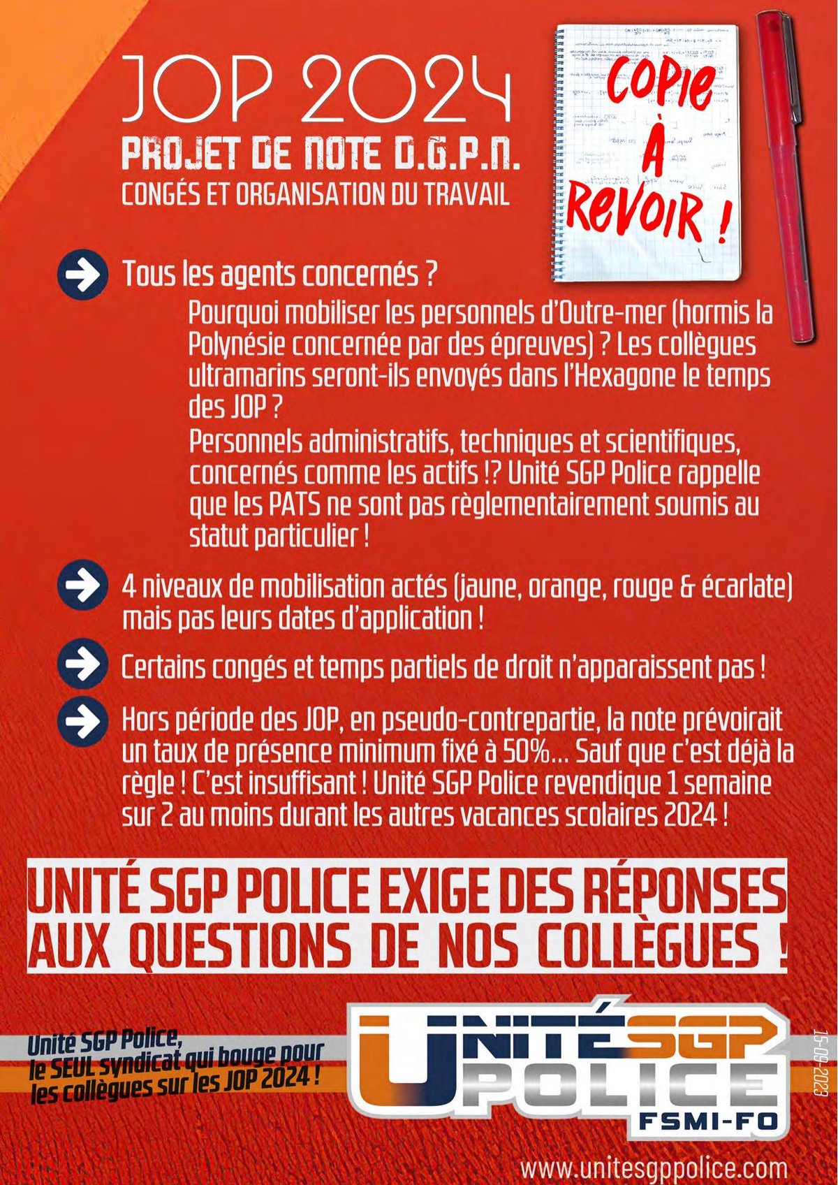 JOP 2024 PROJET DE NOTE D.G.P.N : CONGÉS ET ORGANISATION DU TRAVAIL