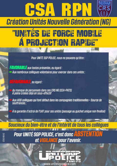 Aperçu — CSA RPN - Création Unités Nouvelle Génération (NG)
