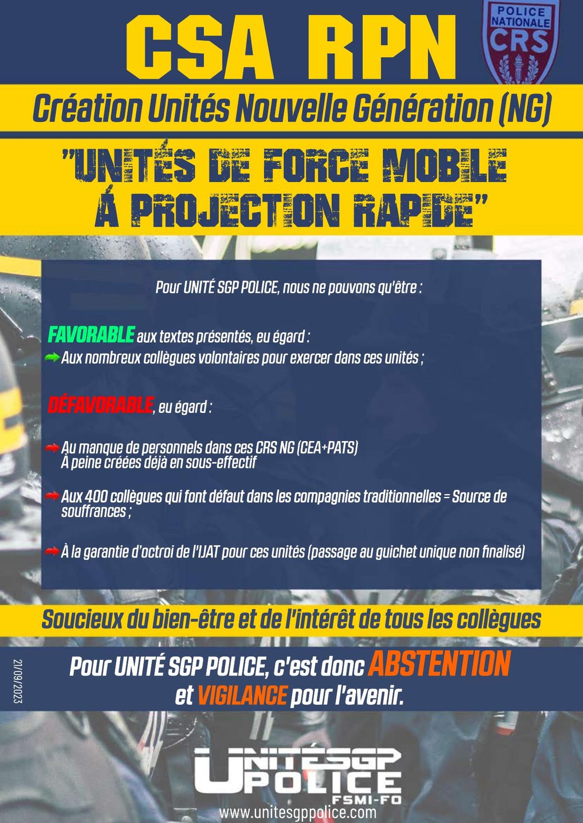 CSA RPN - Création Unités Nouvelle Génération (NG)