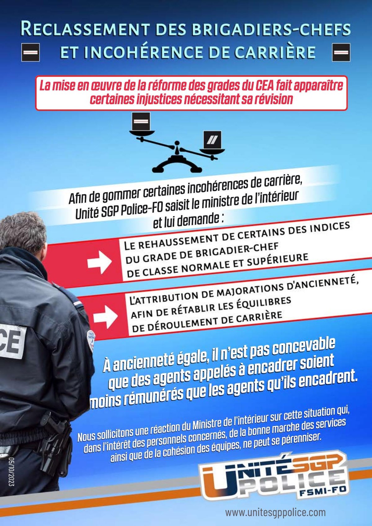 Reclassement des brigadiers-chefs et incohérence de carrière
