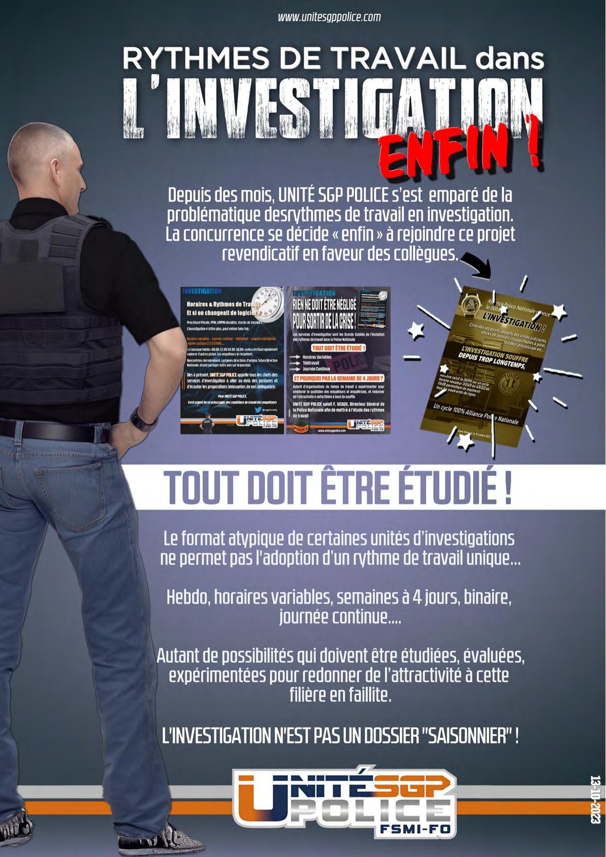 RYTHMES DE TRAVAIL DANS L’INVESTIGATION : ENFIN !