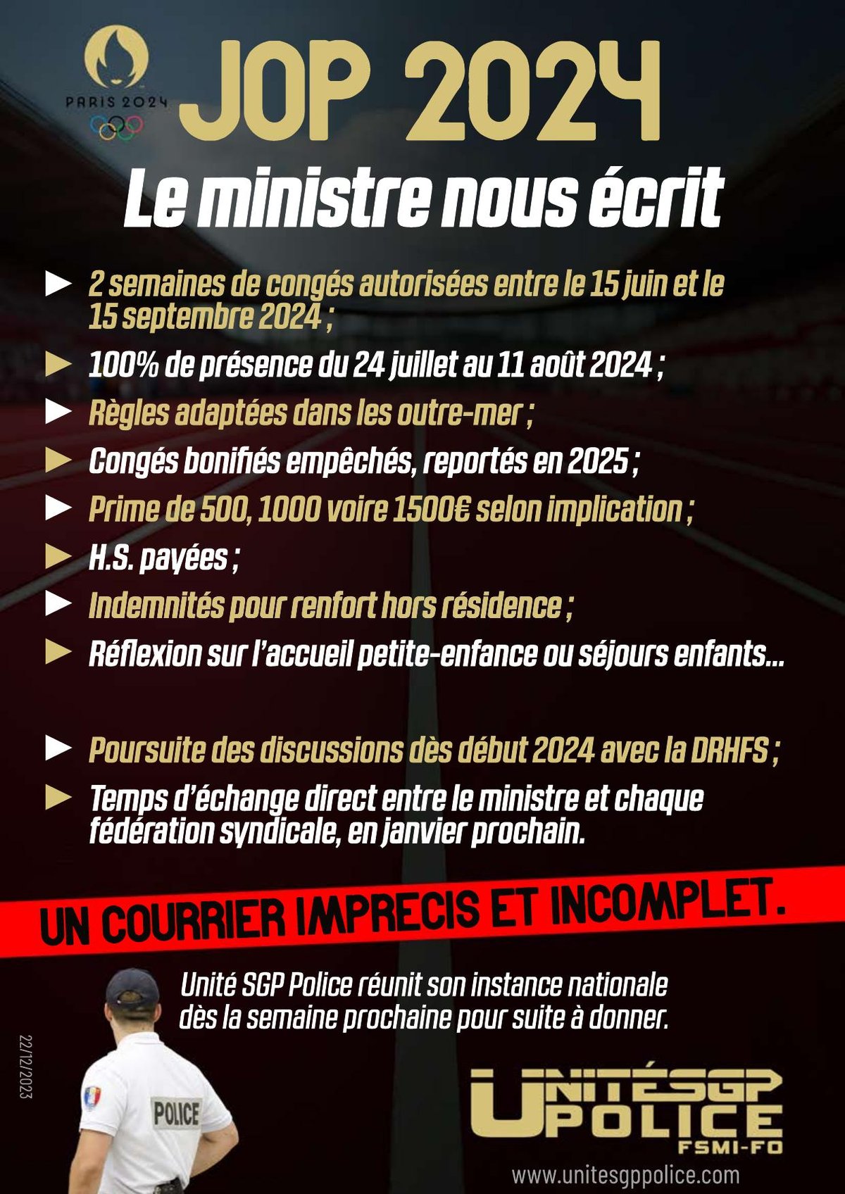 JOP 2024 - Le ministre nous écrit