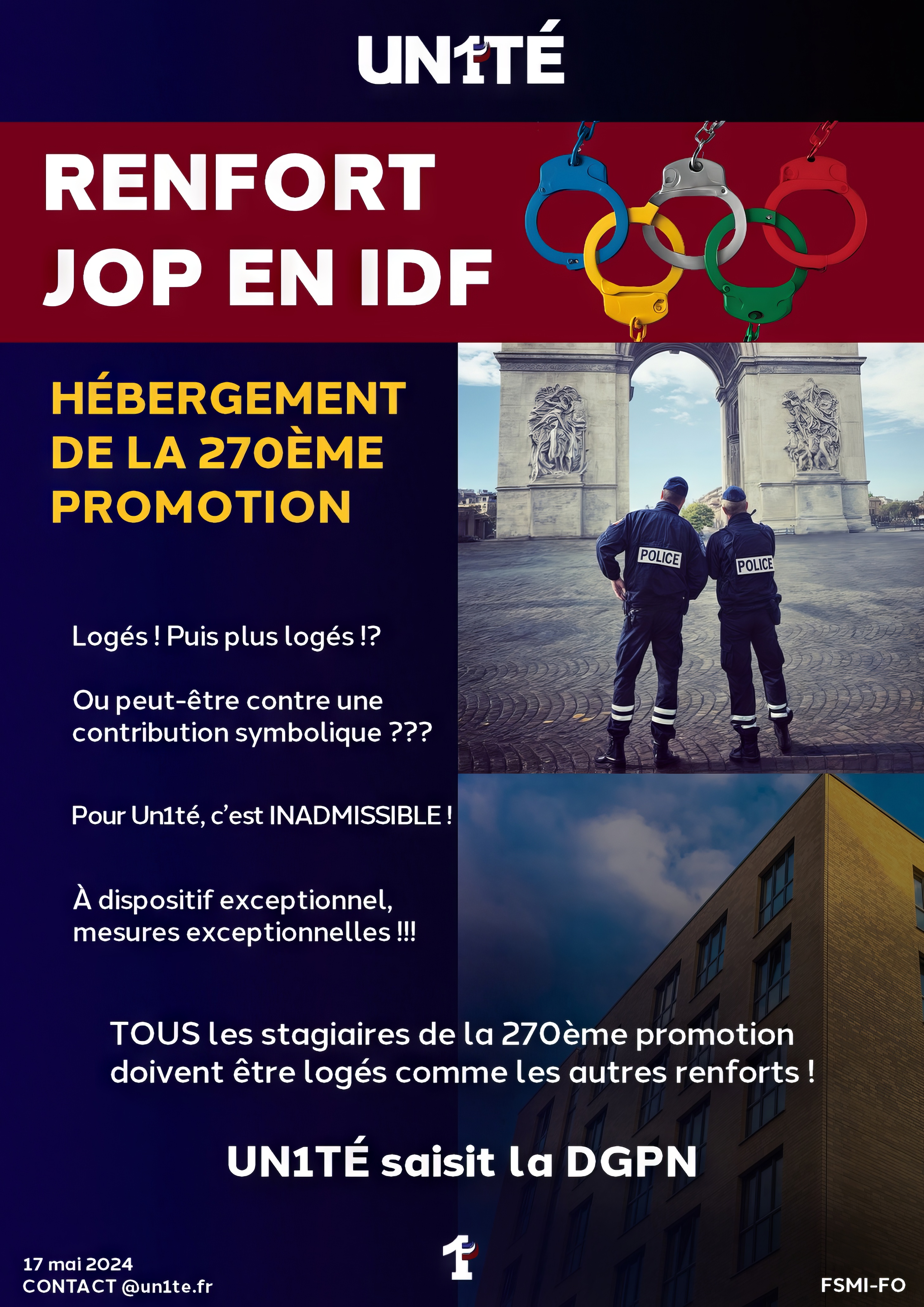 Renfort JOP en IDF : hébergement de la 270ème promotion