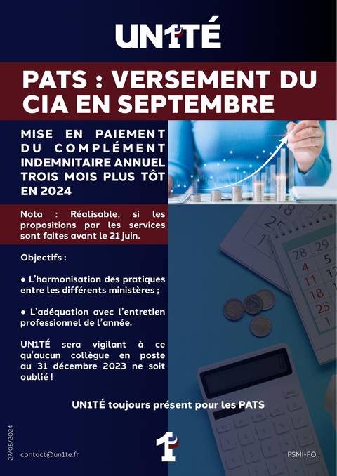 Aperçu — PATS : Versement du CIA en septembre