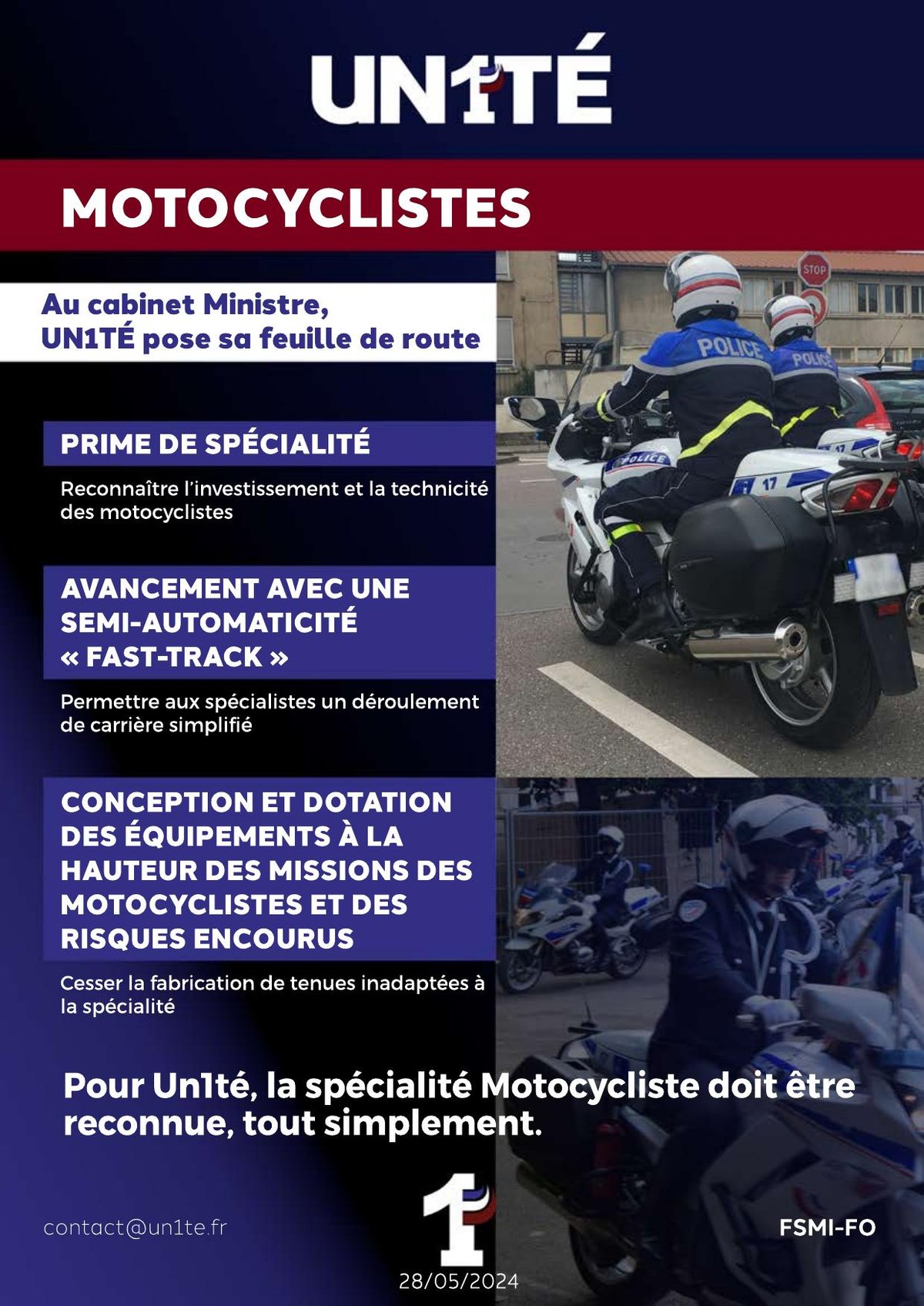 Motocyclistes, Au cabinet Ministre UN1TÉ pose sa feuille de route
