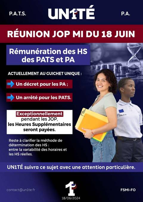 Aperçu — JOP : Rémunération des HS des PATS et PA