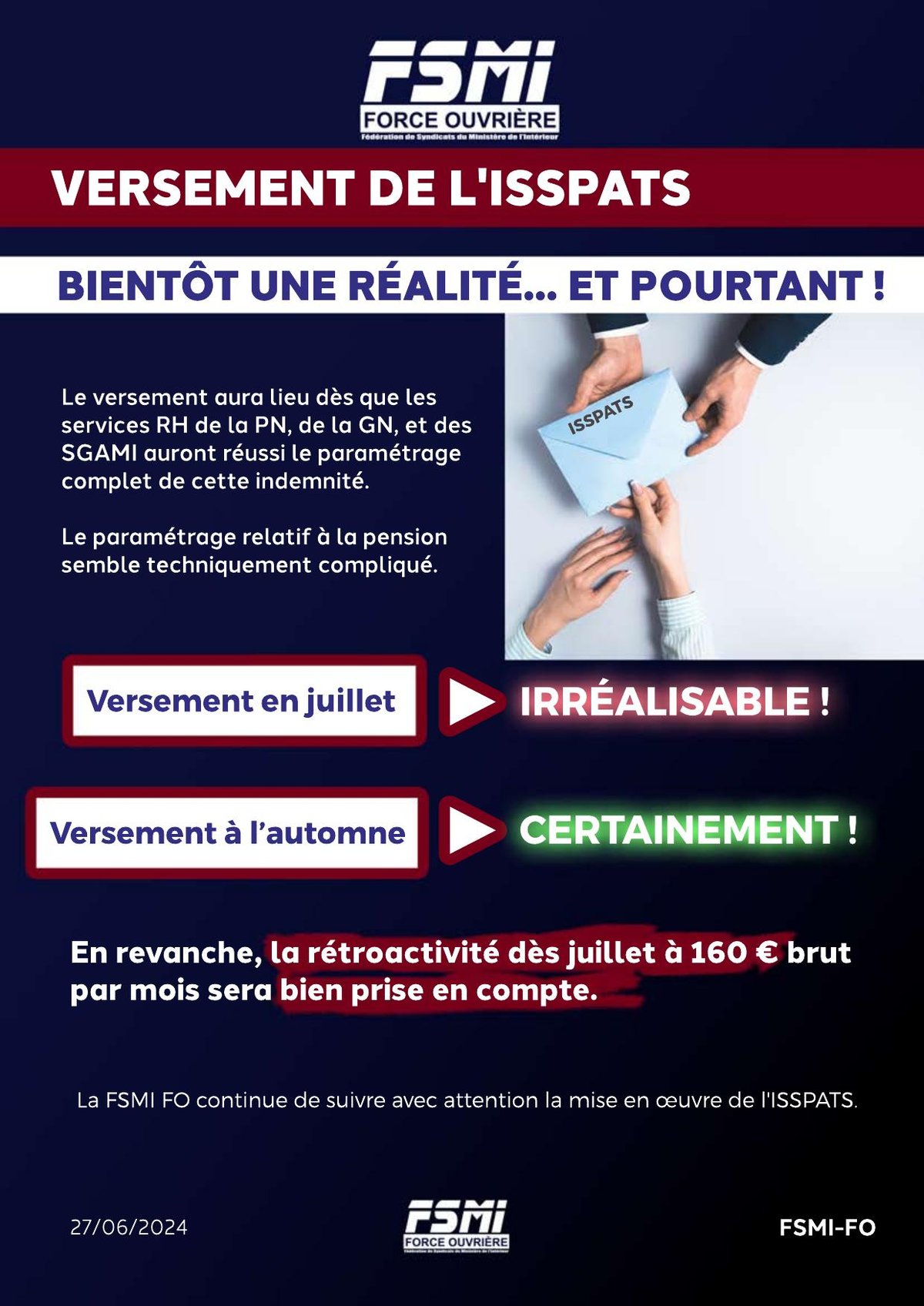 VERSEMENT DE L'ISSPATS : BIENTÔT UNE RÉALITÉ... ET POURTANT !