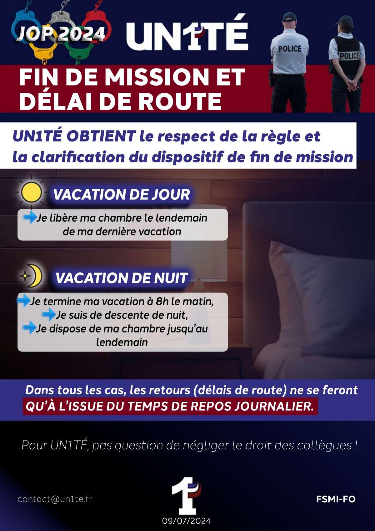JOP 2024 - FIN DE MISSION ET DÉLAI DE ROUTE