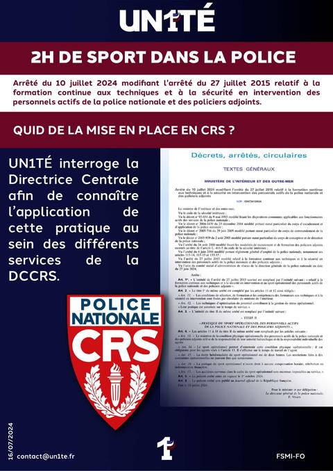 Aperçu — 2H DE SPORT DANS LA POLICE - QUID DE LA MISE EN PLACE EN CRS ?