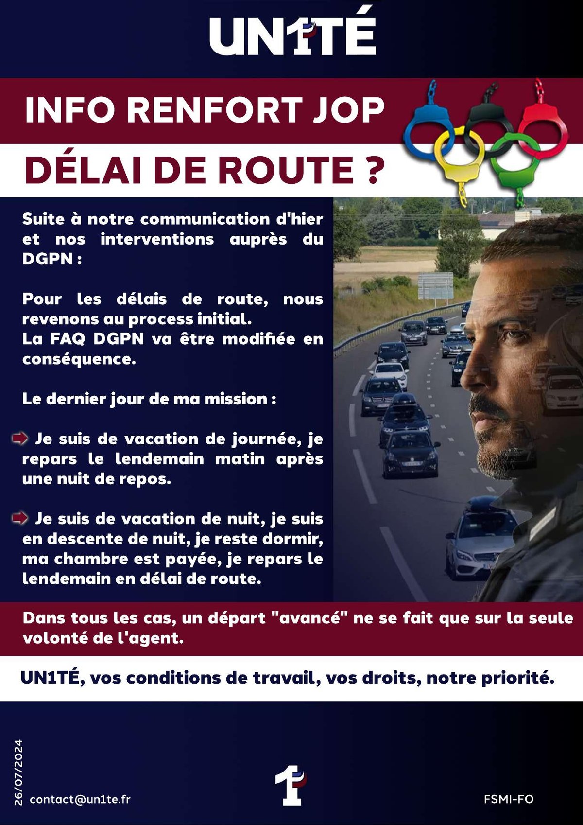 Info renfort JOP - Délai de route ?
