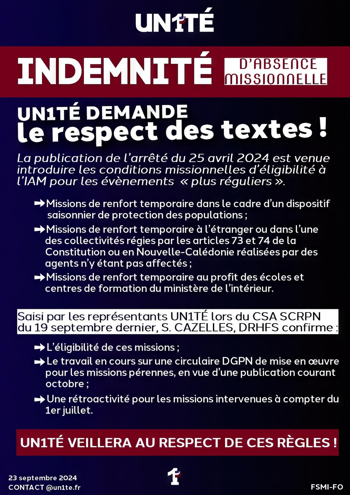 IAM : UN1TÉ demande le respect des textes !