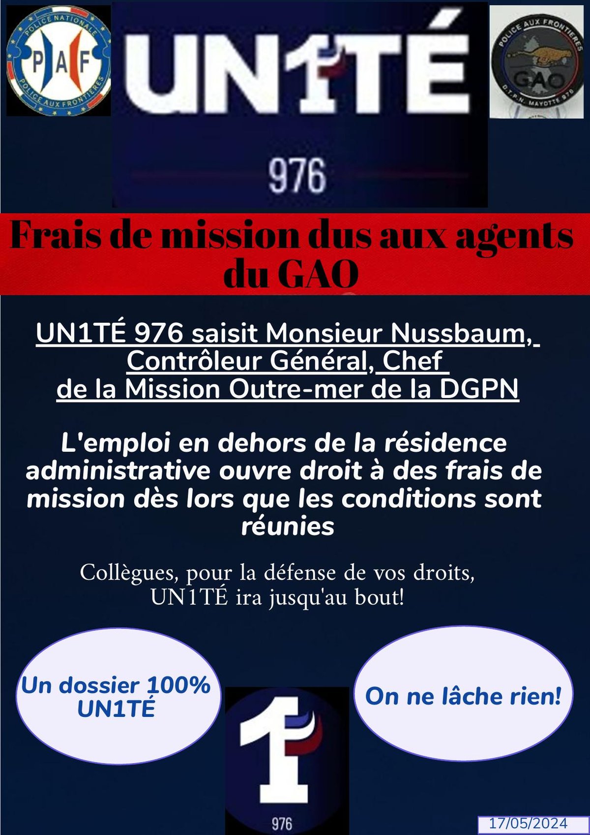 Frais de mission dus aux agents du GAO